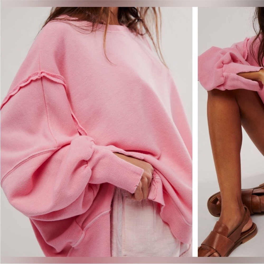 Free People Oversized Pink Sweatshirt - Picture 3 of 8